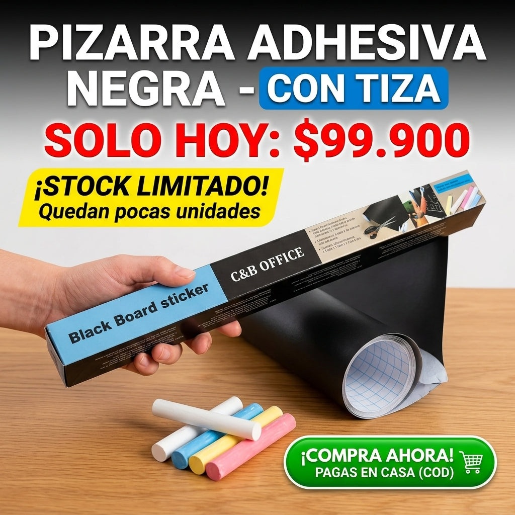 Pizarra adhesiva Blackboard Élite — negra mate, borrable, incluye tizas